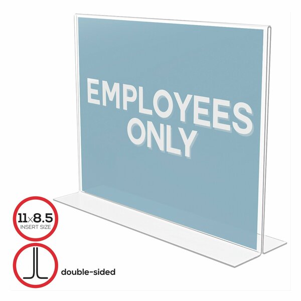 Deflecto Sign Holder, Plastic, 2 Side, 11X8.5", Clear 69301